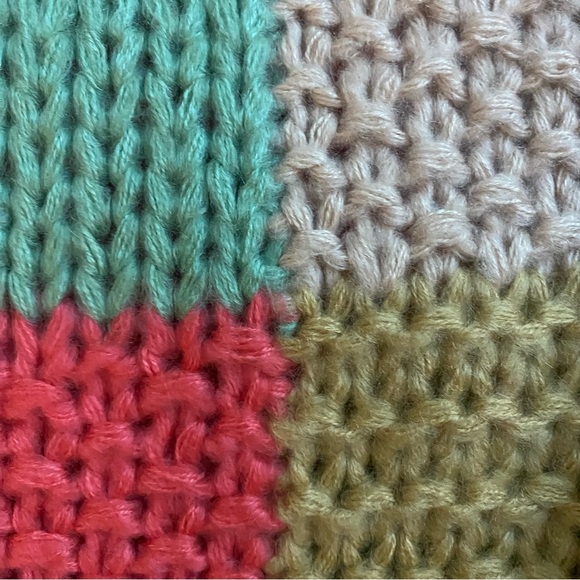 In Bloom Chunky Cardigan Sweater Vibrant Patchwork Design EUC M/L - Picture 6 of 6